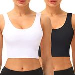 SIMIYA Women Seamless Sports Bra 2 Pack Wireless Compression Bra Without Pading Comfort Yoga Crop Tops Vest for Running Sports Fitness(White+Black,XL)