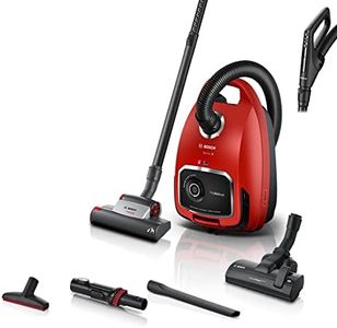 Bosch Staubsauger Mit Beutel ProAnimal Serie 6 BGL6TPET, Bodenstaubsauger, Ideal Für Tierhaare Und Allergiker, Hygiene-Filter, Für Parkett, Teppich, Fliesen, Starke Saugkraft, 700 W, Rot