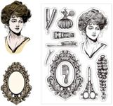 GLOBLELAND Hairdressing Clear Stamps Hairdressing Decorative Clear Stamps Silicone Stamps for Card Making and Photo Album Decor Decoration and DIY Scrapbooking