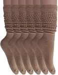 AWS/American Made Slouch Socks Cotton Scrunch Knee High Extra Long and Heavy Socks (Beige, 6)