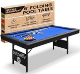 SereneLife Pool Table- Foldable & Portable Billiard Table- Very Sturdy, Includes Pool Balls, Cue Sticks, Triangle, Brush, Chalk- 6 Ft.-Blue