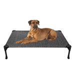 veehoo Cooling Elevated Dog Bed - Portable Raised Pet Cot with Washable & Breathable Mesh, No-Slip Rubber Feet for Indoor & Outdoor Use, Large, Black Silver