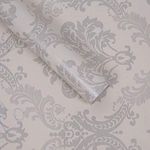 Lependor Damask Peel and Stick Wallpaper Easily Removable Printed Stick Wall Paper Decorative Self Adhesive Shelf Drawer Liner Roll - 17.71" X 393" - 48.45 sq. ft. (17.71" X 32.8 ft, Silver Damask)