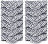Spotted Play Muslin Burp Cloths 100% Cotton Large 20''x10'' Extra Soft and Absorbent Baby Wash Cloths Spit Up Rags - Baby Burping Cloth for Boys Girls Items(12 Pack Grey)