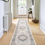 Carvapet Hallway Runner Rug 60x300cm Non Slip Long Carpet Runner Washable Grey Area Rug Soft Microfiber Vintage Medallion Floor Carpet Runner Rug for Living Room Corridor Entryway