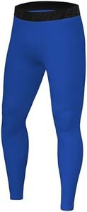 PowerLayer Men's Baselayer Running Tights Compression Base Layer Leggings - Dazzling Blue, XX-Large