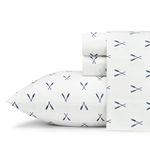 Eddie Bauer - Full Sheets, Cotton Percale Bedding Set, Crisp & Cool Home Decor, Dorm Room Essentials (Eddies Oar Blue, Full)