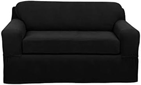 MAYTEX Loveseat Couch Furniture Cover Slipcover, Polyester, Black