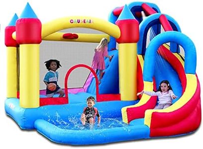 Causeair Giant Inflatable Bounce House with Water Slide,Wet and Dry Use,Basketball Hoop,Climbing Wall,Heavy Duty GFCI Blower,Bouncy Castle with Ball Pit