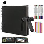 Scrapbook Photo Albums - DIY Memory Album Our Adventure Book with DIY Accessory Kit 80 Pages A4 Craft Paper 11.7x8.3 Inch for Wedding Anniversary Travel Black DS01bk