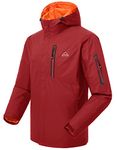 JHMORP Men's Waterproof Rain Jacket Raincoat Lightweight Outdoor Hiking Running Softshell Jacket Hooded Windbreaker (Wine Red,CA L)