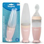 Baybee Silicone Food Feeder for Baby, Feeding Bottle with Spoon Feeder | feeding spoon bottle for Semi-Solid Food, Cereals, Fruit Food Feeder with Anti-Colic & BPA Free for Infants | Baby Squeezy Food Feeder For Baby 3+ Months (Pink)