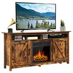 DORTALA Fireplace TV Stand w/ 18 Inches Fireplace Insert, 58" Fireplace TV Entertainment Center for TVs up to 65 Inches, 5,000 BTU Electric Fireplace w/Adjustable Flame, Remote Control, Brown