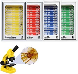 Ninyoon 48 Portaobjetos con Muestras para Niños - Portaobjetos Preparados para Microscopio, Animales, Insectos, Plantas y Flores