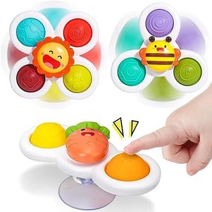 Suction Cup Spinner Toys for 1 Year Old Boy Girl|Spinning Tops Toddler Toys Age 1-2 | 1 2 Year Old Boy Birthday Gift | Sensory Baby Bath Toys for Toddlers 1-3