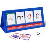 Gamenote Word Building Desktop Pocket Chart Tent Cards Kit - CVC Words Phonics Games Blending Board for Kindergarten Reading and Spelling