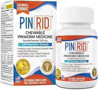 PinRid Pyrantel Pamoate Dewormer for Humans - 250mg, Pinworm Medicine for Adults & Kids, Fast Acting Human Dewormer Treatment for Pinworms, Hookworm, Roundworm, Whipworm, 12 Chewable Tablets