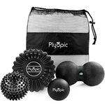 Plyopic Deep Tissue Massage Ball Set – Set of 4: Lacrosse, Spiky, Peanut and 5” Foam Roller Massager Balls | for Muscle Pain, Mobility Therapy, Myofascial Release and Trigger Point Relief