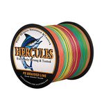 Hercules Super Cast 500M 547 Yards Braided Fishing Line 40 LB Test for Saltwater Freshwater PE Braid Fish Lines Superline 8 Strands - Multicolor, 40LB (18.1KG), 0.32MM