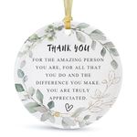 Thank You Ornament Gift for Women Men,Christmas Appreciation Gift,Gratitude Present for Friends Coworker Boss Teacher Neighbors Colleagues,Ceramics Farewell Keepsake with Gift Box,Cards