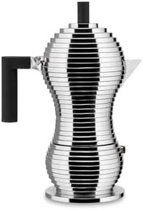 Alessi Pulcina MDL02/6BFM Designer Espresso Coffee Maker, PA Handle and Knob, Cast Aluminium for Induction Hobs, 6 Cups, Black