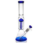 Glass Artwork Big Glass Bong with Tornado percolate, Blue Water Bongs with 14.5mm Bong Bowl Glass Pipe for Smoking Hookah (Blue)