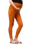 Easy Feed Women's Slim Fit Cotton Maternity Leggings | Pregnancy Pants Over-Belly Design and Elastic Waistband Orange(L)