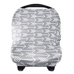 Yoofoss Nursing Cover Breastfeeding Scarf - Multi Use Baby Car Seat Covers, Infant Stroller Cover, Carseat Sunshade Canopy for Girls and Boys (Grey Arrow)