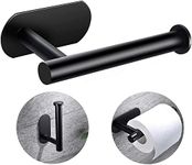 Toilet Paper Holder, Toilet Paper Roll Holder Self Adhesive, Wall Mounted Toilet Paper Roll Holder, Stainless Steel Bathroom Tissue Dispenser for Bathroom Kitchen Washroom (Black)