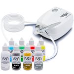 Watson & Webb Essentials Selection - 13pcs Cake Airbrush Decorating Kit - Inc Professional 3 Speed Mains Powered Spray Gun, 8 Vibrant Colours & Tools - for Food, Cakes, Cookies & Baking