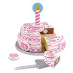 Melissa & Doug Triple-Layer Party Cake Wooden Play Food Set | Birthday Cake Pretend Food Play Set For Toddlers, Kids Ages 3+