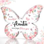 CheriGift Auntie Gifts, Christmas or Birthday Gifts for Auntie, Best Auntie Birthday Gifts, Beautiful Auntie Butterfly Acrylic Plaque, Thoughtful Auntie Gifts from Niece Nephew- To My Beautiful Auntie