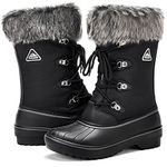 ALEADER Waterproof Snow Boots for Women, Warm Faux Fur Winter Boots Shoes Black 8 B(M) US