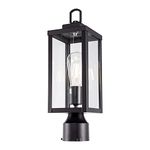 GRUENLICH Outdoor Post Lighting Fixture Pole Lantern, E26 Medium Base Max 60W, Metal Housing Plus Glass, Matte Black Finish, Bulb Not Included, 1 Pack