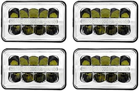 Auxbeam 4x6 LED Lights DOT Approved Replacement H4651 H4652 H4656 H4666 H6545 Rectangle LED Lamp for Peterbil Kenworth Probe Chevrolet Oldsmobile Cutlass with DRL High Low Beam (4 pcs)