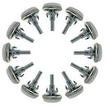 Sourcingmap M6 x 20 x 30mm Screw on Furniture Glide Leveling Feet Adjustable Leveler with T-Nuts for Table Leg 12pcs