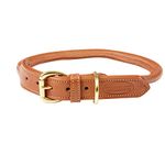 WeatherBeeta Rolled Leather Dog Collar, Tan, S