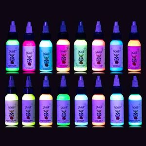 Tattoo Ink Set - Glow in Blacklight UV Tattoo Ink Kit, 16 Color 1oz Professional Tattoo Fluorescent Ink & Tattoo Equipment for Halloween Supplies (1 oz(30ml), 16Color)