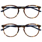 OPULIZE Met 2 Pack Blue Light Blocking Reading Glasses Computer Gaming Brown Tortoiseshell Mens Womens BB60-2 +1.50