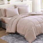 Queen Comforter Set - Bed in a Bag Queen 7 Pieces, Washed Bedding Sets with Comforters, Sheets, Pillowcases & Shams - Sepia Rose