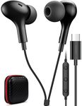 USB C Headphone for Samsung S26 S25 FE S24 A16 A17 Wired Earbuds Magnetic in-Ear Type C Earphone with Microphone Volume Control Bass Stereo Noise Canceling for iPhone 17 Pro Max 16 16e 15 Pixel 10a 9a
