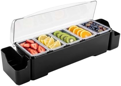 WELKOR Ice Chilled Condiment Caddy with 5 Removable Trays and Lids
