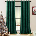 Timeper Dark Green Velvet Curtains 108 inches - Grommet Blackout Curtains Thermal Insulated Window Treatment, Holiday Decor Backdrop Curtains for Sliding Door/Villa, W52 x L108, 2 Panels