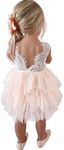 Topmaker Backless A-line Lace Back Flower Girl Dress (5Y, Pink)