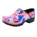 Bjork Women's Swedish Professional Leather Clogs, Swirls, 8-8.5