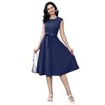 Malco Modes Chic Vintage Cocktail Dresses for Women | Classic 1950s Dresses for Women Royal Blue Party Swing Dress, Royal Blue, X-Large