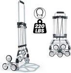 RJTEK 【Upgraded Version】 Stair Climber Hand Truck and Dolly, 220 Lb Capacity Stair Climbing cart Heavy-Duty Trolley Cart Heavy-Duty Luggage cart Stair Dolly Lightweight with Telescoping Handle…