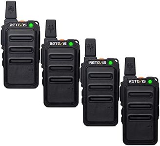 Retevis RT619 Walkie Talkie Mini, PMR446 Walkie Recargable 1300mAh, 16 Canales, VOX, Profesional Walkie Talkies Portátiles Licencia Libre Escuelas, Restaurantes (4 Piezas, Negro)