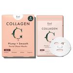 Rael Bamboo Face Sheet Mask - Collagen Facial Mask with Collagen Essence, Hydrating, Moisturizing (Collagen, 5 Sheets)