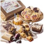 Dulcet Gift Basket Happy Birthday Party Gift Package in Tin with Balloons, Candles -Birthday Cake Great Gift for Men, Women, Him, Her, Mom, Dad, Friends & Family